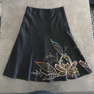Embroidered Black Skirt